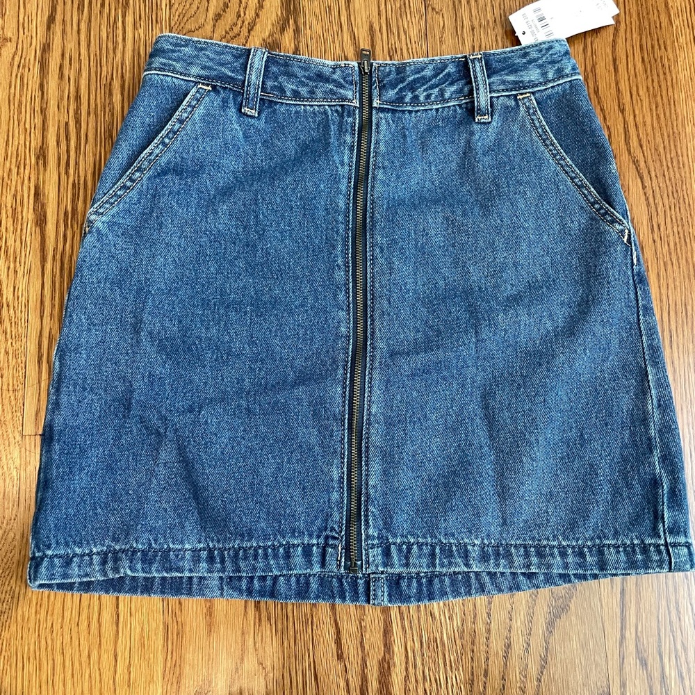 Hollister Denim Skirt Blue Ultra High Rise Front Zip Size 1